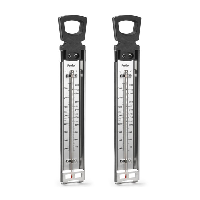 Polder Candy/Jelly/Deep Fry Thermometer, Stainless Steel, with Adjustable Sliding Pot Clip Attachment and Quick Reference Temperature Guide - Image 1